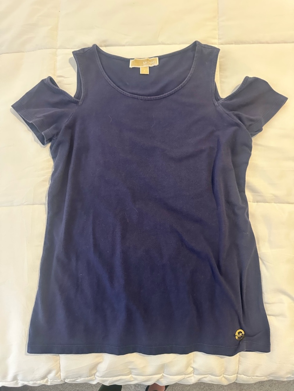 Michael Kors Navy Cold-Shoulder Stretch Tank Top